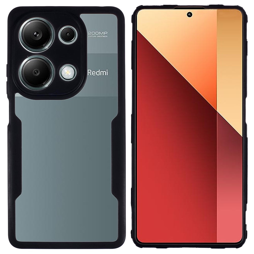 For Xiaomi Redmi Note 13 Pro 4G / Poco M6 Pro 4G Case Shockproof Phone Shell with Built-in Screen Protector, Black