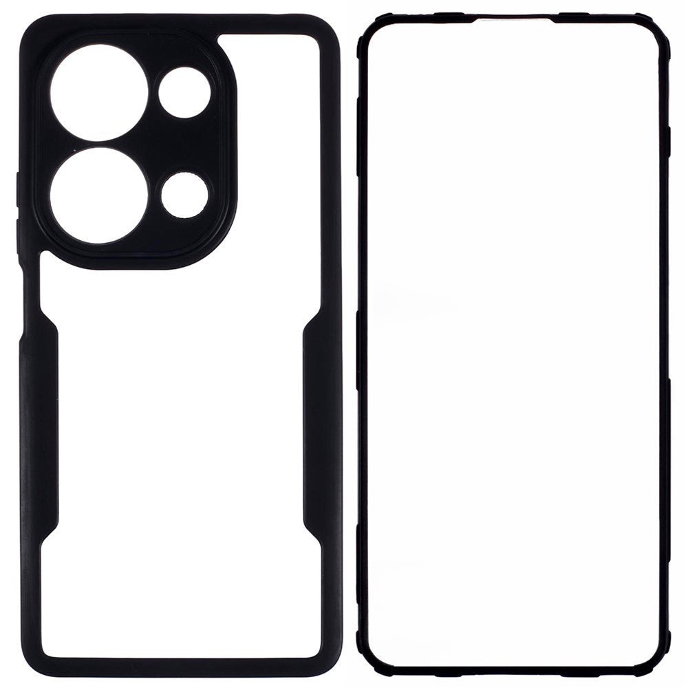 For Xiaomi Redmi Note 13 Pro 4G / Poco M6 Pro 4G Case Shockproof Phone Shell with Built-in Screen Protector, Black