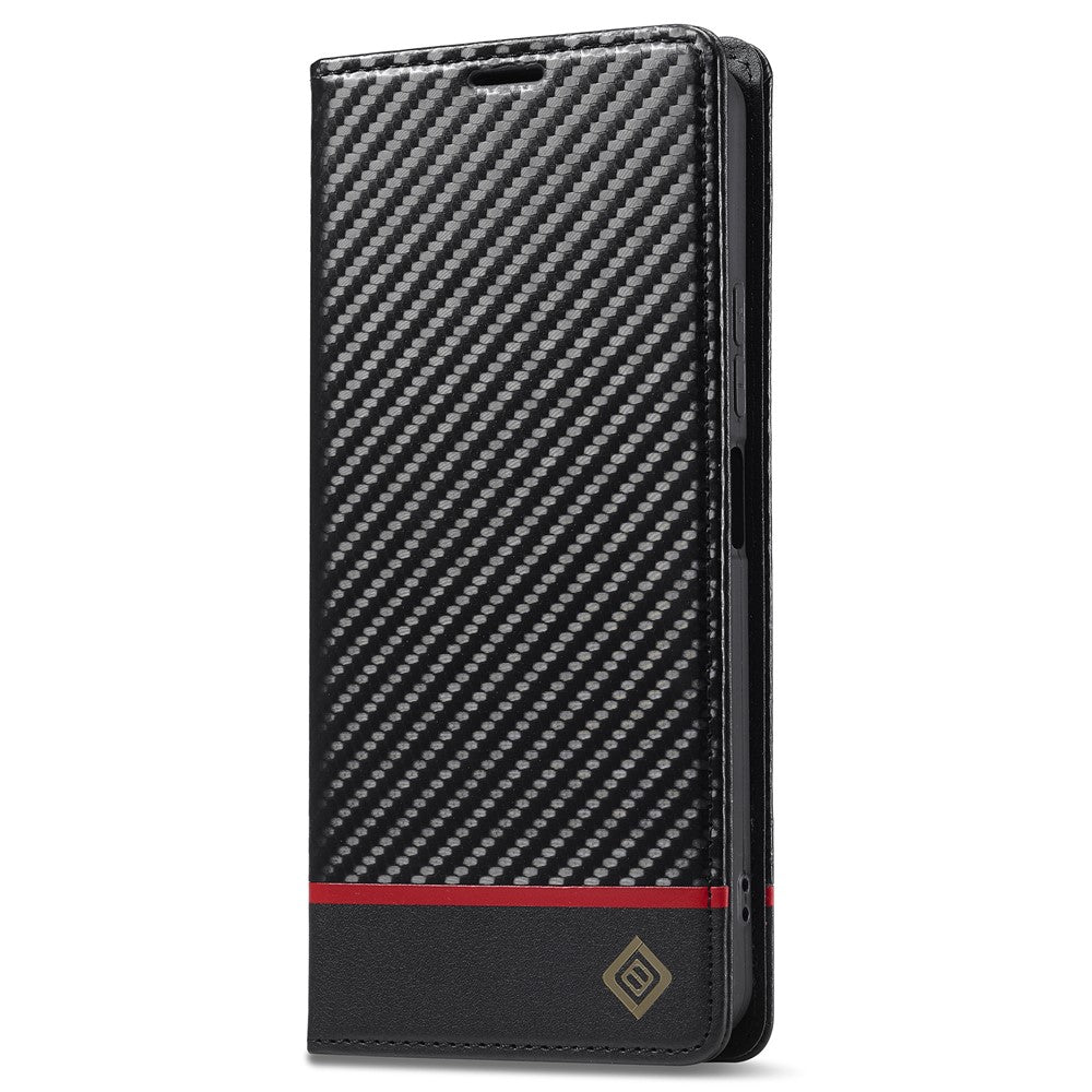 LC.IMEEKE För Xiaomi Redmi 13C 4G / 5G / 13R 5G / Poco M6 5G / Poco C65 4G Plånboksfodral PU-läder Kolfibertextur mobilskal