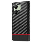 LC.IMEEKE För Xiaomi Redmi 13C 4G / 5G / 13R 5G / Poco M6 5G / Poco C65 4G Plånboksfodral PU-läder Kolfibertextur mobilskal