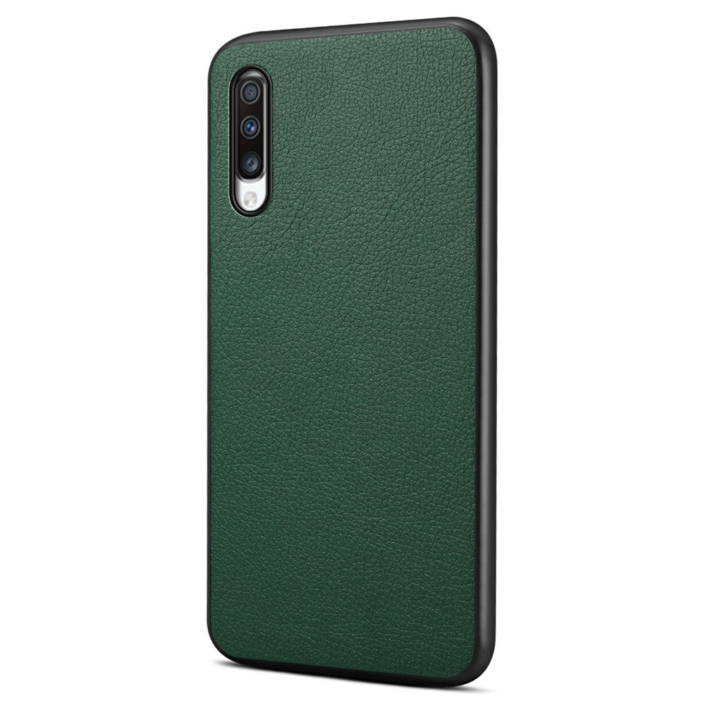 For Samsung Galaxy A70 Case PU Leather Drop Protection Phone Cover with Calf Texture