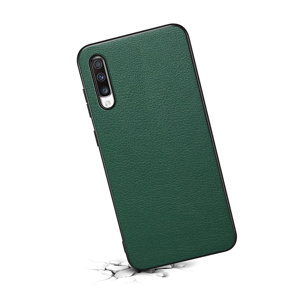 For Samsung Galaxy A70 Case PU Leather Drop Protection Phone Cover with Calf Texture