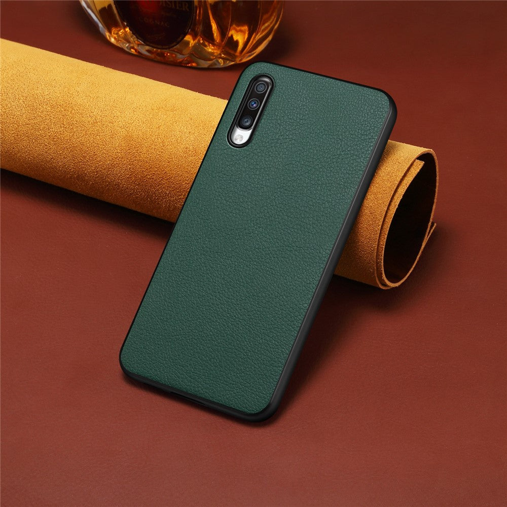 For Samsung Galaxy A70 Case PU Leather Drop Protection Phone Cover with Calf Texture