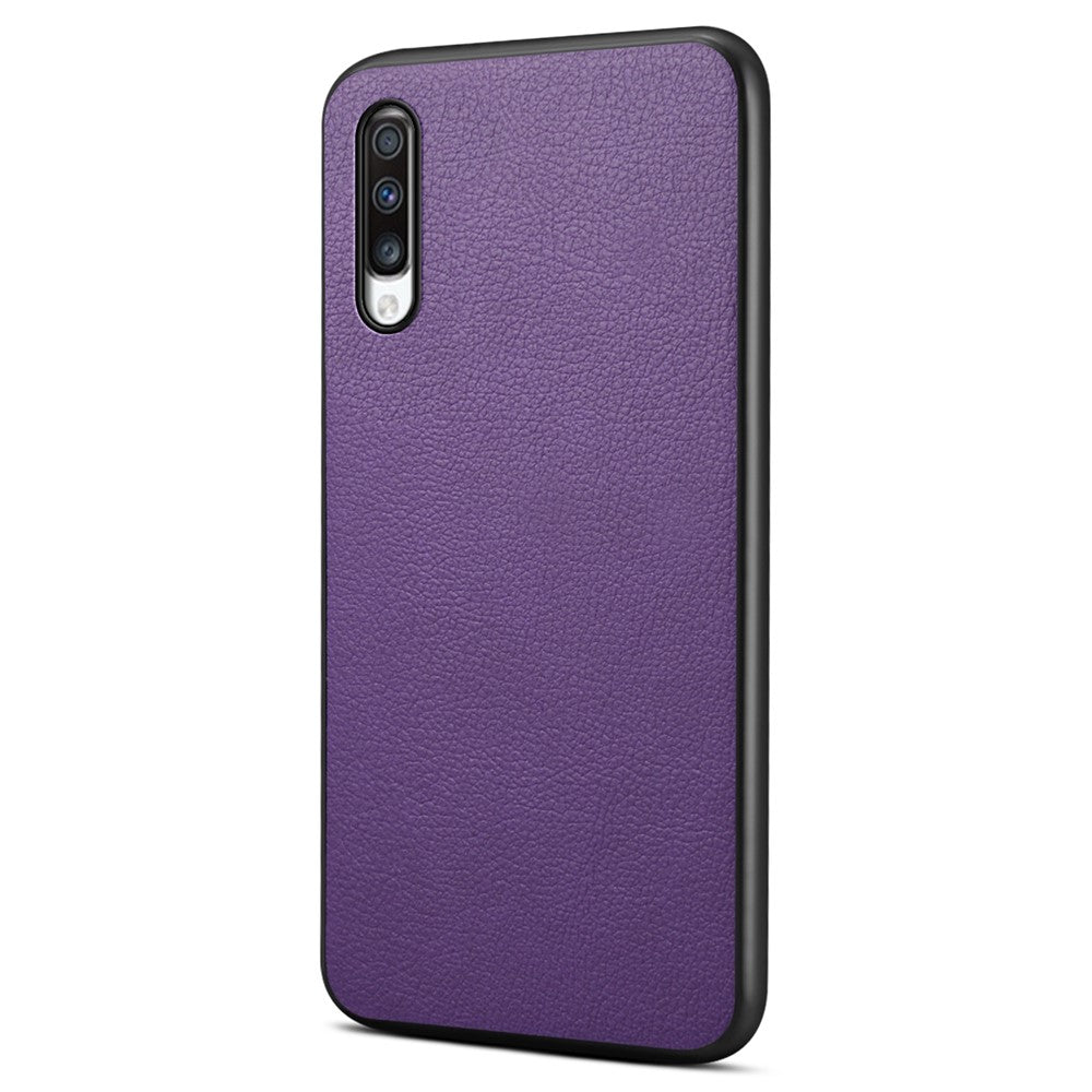 For Samsung Galaxy A70 Case PU Leather Drop Protection Phone Cover with Calf Texture