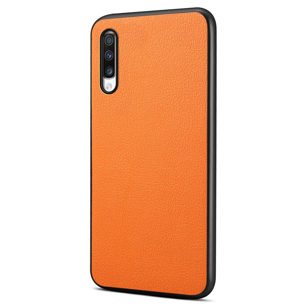 For Samsung Galaxy A70 Case PU Leather Drop Protection Phone Cover with Calf Texture