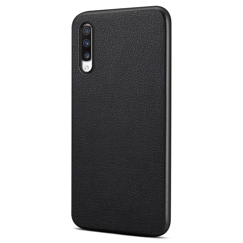 For Samsung Galaxy A70 Case PU Leather Drop Protection Phone Cover with Calf Texture