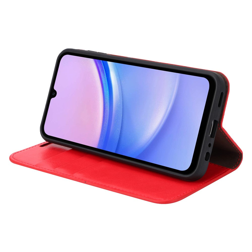 Til Samsung Galaxy A15 5G Cover Splitlæder Crazy Horse Tekstur Stativ Telefoncover