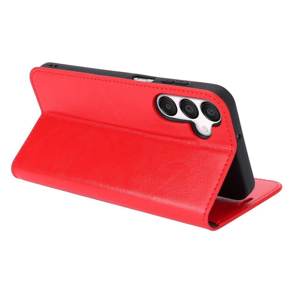 Til Samsung Galaxy A15 5G Cover Splitlæder Crazy Horse Tekstur Stativ Telefoncover