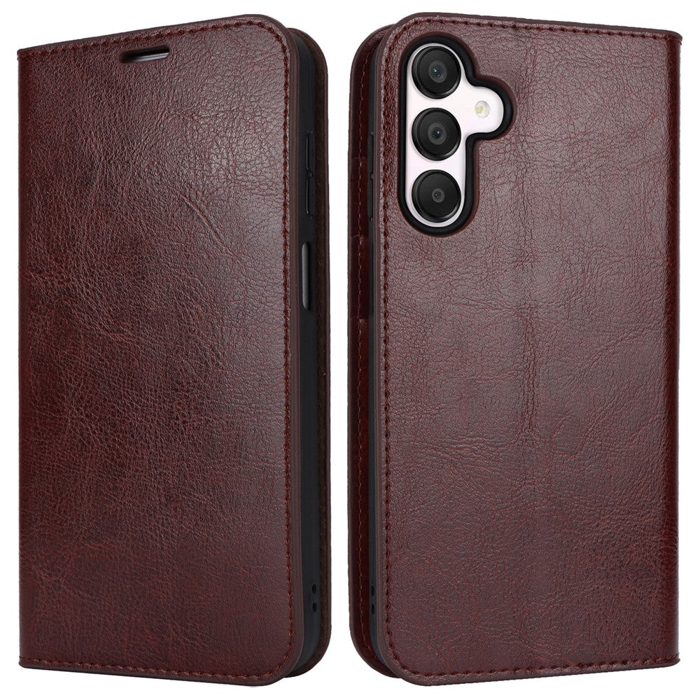 Til Samsung Galaxy A15 5G Cover Splitlæder Crazy Horse Tekstur Stativ Telefoncover