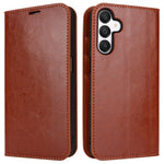 Til Samsung Galaxy A15 5G Cover Splitlæder Crazy Horse Tekstur Stativ Telefoncover