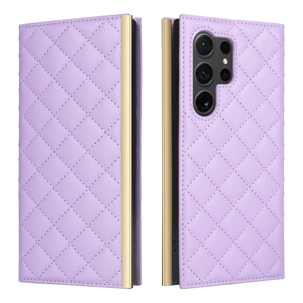 For Samsung Galaxy S24 Ultra Suction Cup PU Leather Phone Case Stand Wallet Phone Cover Shoulder Bag