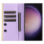 For Samsung Galaxy S24 Ultra Suction Cup PU Leather Phone Case Stand Wallet Phone Cover Shoulder Bag