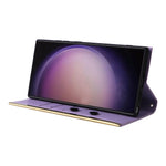 For Samsung Galaxy S24 Ultra Suction Cup PU Leather Phone Case Stand Wallet Phone Cover Shoulder Bag
