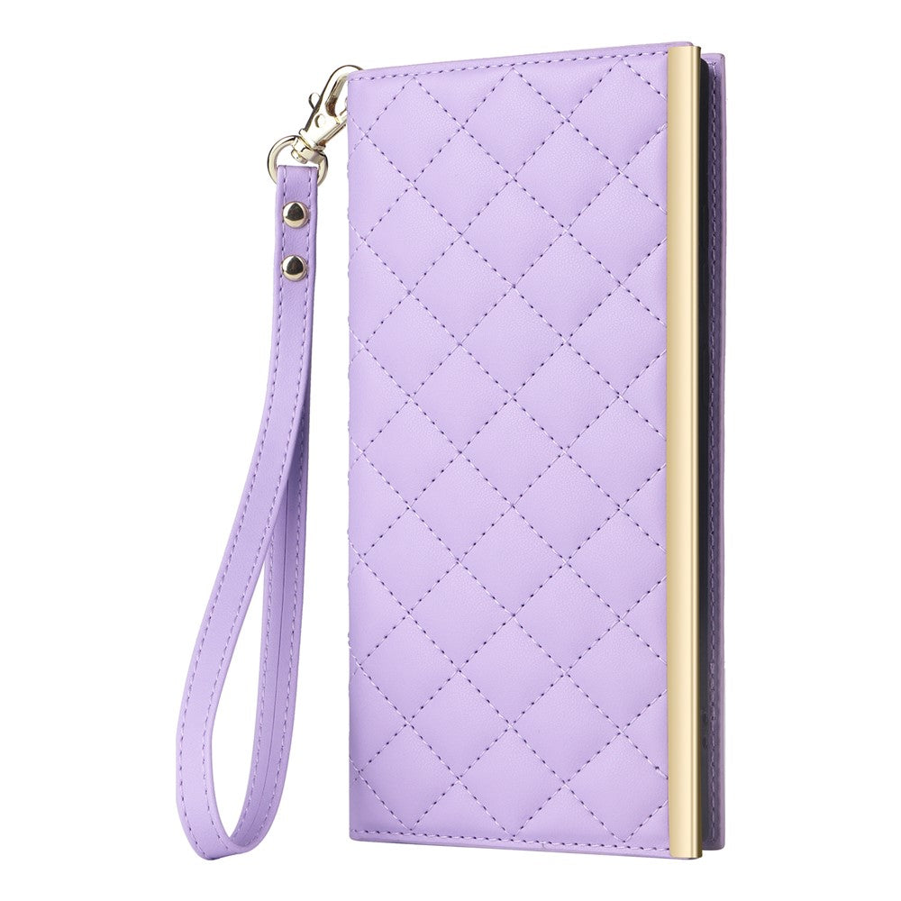 For Samsung Galaxy S24 Ultra Suction Cup PU Leather Phone Case Stand Wallet Phone Cover Shoulder Bag