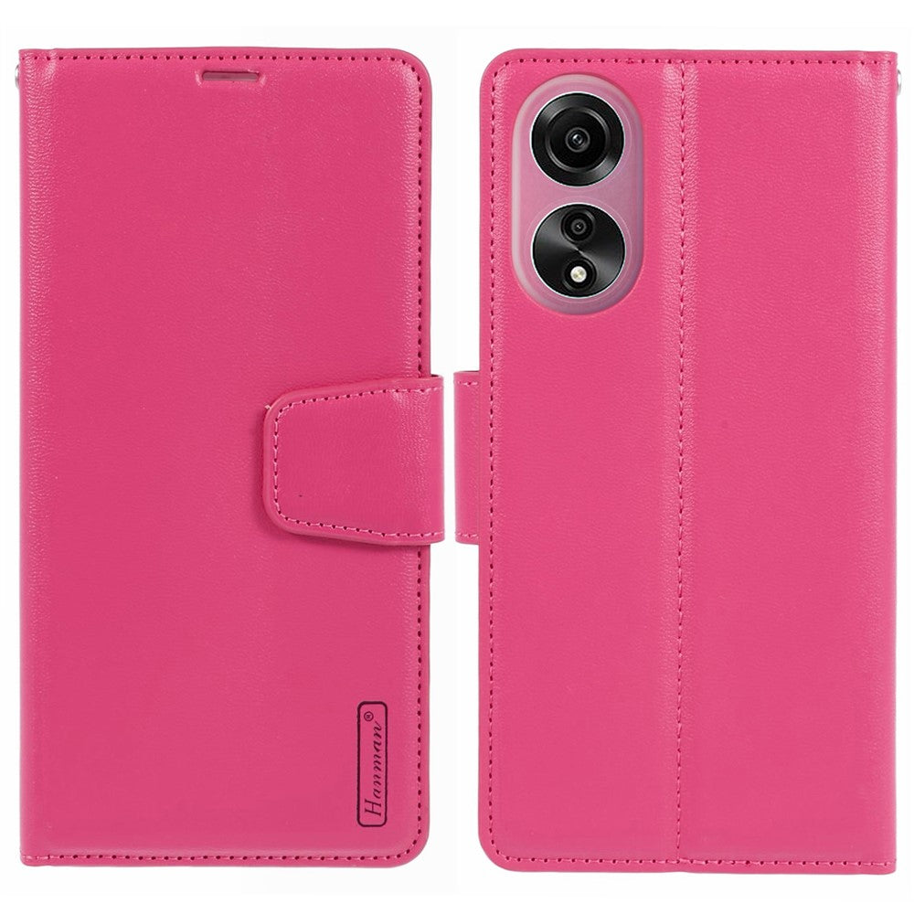 HANMAN Mill Series Flip Cover for Oppo A78 4G Wallet Phone Case PU Leather Stand Shell