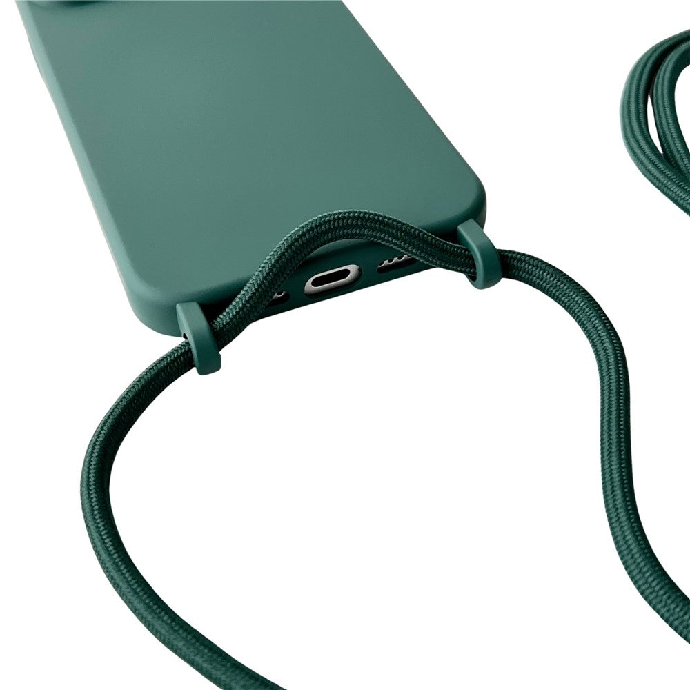 For iPhone 14 Plus Case Liquid Silicone Smooth Phone Cover with Adjustable Lanyard