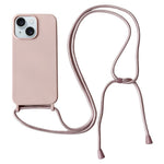 For iPhone 15 Plus Case Hands-Free Liquid Silicone Phone Cover with Lanyard Rope