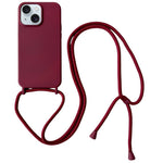 For iPhone 15 Case Liquid Silicone Soft Anti-Scratch Phone Cover with Crossbody Neck Strap