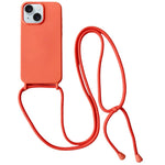 For iPhone 15 Case Liquid Silicone Soft Anti-Scratch Phone Cover with Crossbody Neck Strap