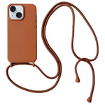For iPhone 15 Case Liquid Silicone Soft Anti-Scratch Phone Cover with Crossbody Neck Strap