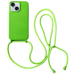 For iPhone 15 Case Liquid Silicone Soft Anti-Scratch Phone Cover with Crossbody Neck Strap