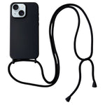 For iPhone 15 Case Liquid Silicone Soft Anti-Scratch Phone Cover with Crossbody Neck Strap