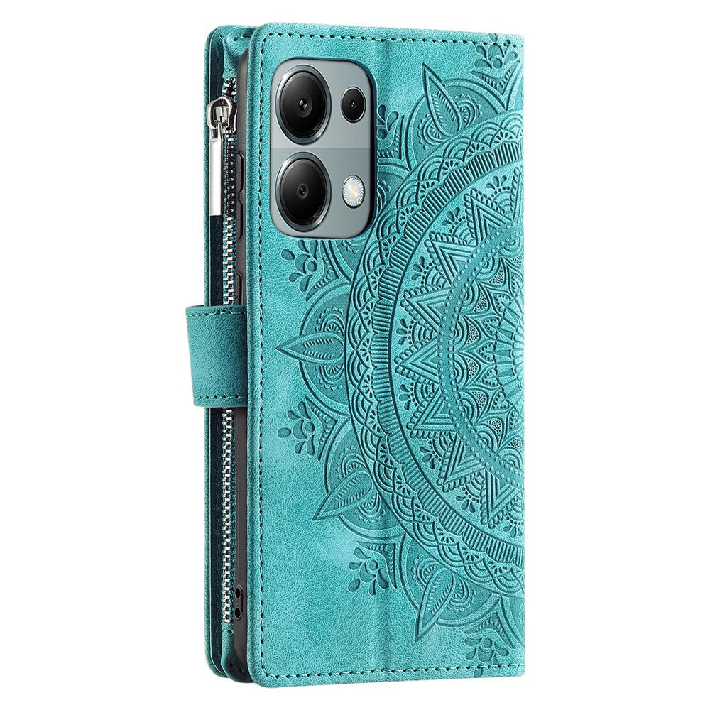 For Xiaomi Redmi Note 13 5G Case Mandala Imprinted Design Leather Wallet Phone Cover with Strap