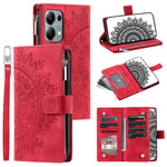 For Xiaomi Redmi Note 13 5G Case Mandala Imprinted Design Leather Wallet Phone Cover with Strap