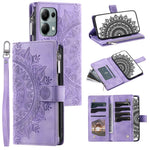 For Xiaomi Redmi Note 13 5G Case Mandala Imprinted Design Leather Wallet Phone Cover with Strap