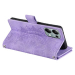 For Xiaomi Redmi Note 13 4G Case Mandala Imprinted Zipper Pocket Flip Leather Phone Cover with Strap