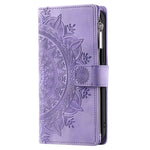 For Xiaomi Redmi Note 13 4G Case Mandala Imprinted Zipper Pocket Flip Leather Phone Cover with Strap