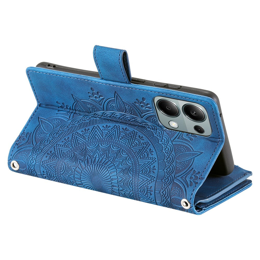 For Xiaomi Redmi Note 13 Pro 5G / Poco X6 5G Case Mandala Zipper Pocket Flip Leather Phone Cover with Strap