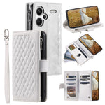 For Xiaomi Redmi Note 13 Pro+ 5G Case Zipper Pocket Flip Leather Phone Cover with Wrist Strap