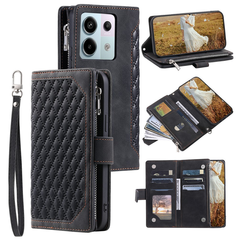 For Xiaomi Redmi Note 13 Pro 5G / Poco X6 5G Case Zipper Leather Phone Cover with Wallet