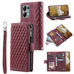 For Xiaomi Redmi Note 13 Pro 4G / Poco M6 Pro 4G Case Rhombus Leather Zipper Pocket Phone Cover