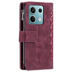 For Xiaomi Redmi Note 13 5G Zipper Pocket Phone Case PU Leather Wallet Phone Cover