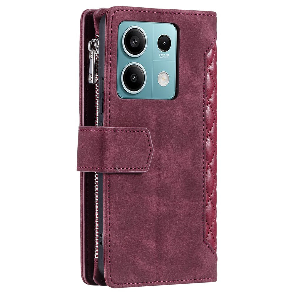 For Xiaomi Redmi Note 13 5G Zipper Pocket Phone Case PU Leather Wallet Phone Cover