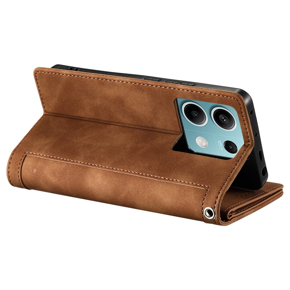 For Xiaomi Redmi Note 13 5G Cover 9 Retro Card Slots Wallet PU Leather Stand Phone Case