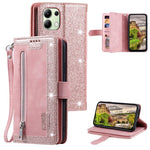 For Xiaomi Redmi Note 13 4G Case Leather Zipper Pocket Phone Cover with 9 Card Slots
