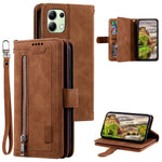 For Xiaomi Redmi Note 13 4G Case Leather Zipper Pocket Phone Cover with 9 Card Slots