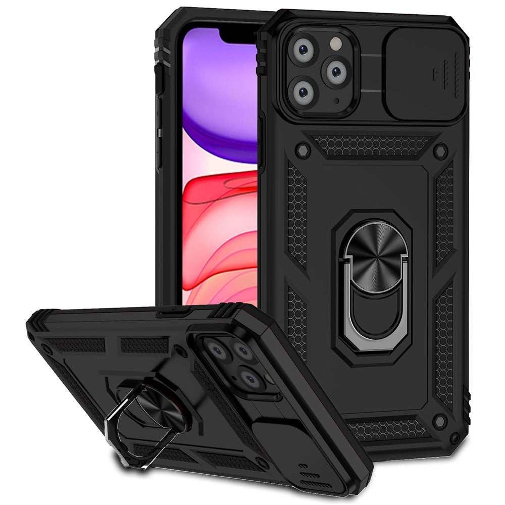 Til iPhone 11 Pro Cover Stander PC+TPU Hybrid Telefoncover med Kameraskydelåg