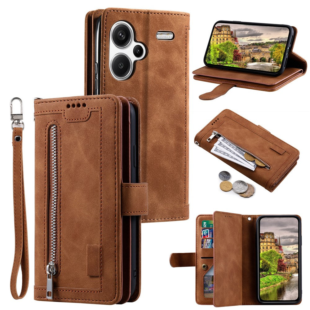For Xiaomi Redmi Note 13 Pro+ 5G Case 9 Card Slots Stand Leather Retro Phone Cover