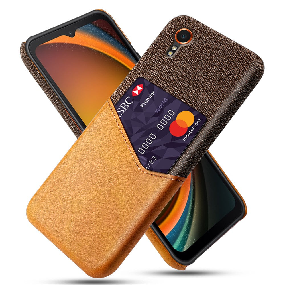 For Samsung Galaxy Xcover7 Case PU Leather+PC Cloth Texture Back Phone Cover with Card Slot