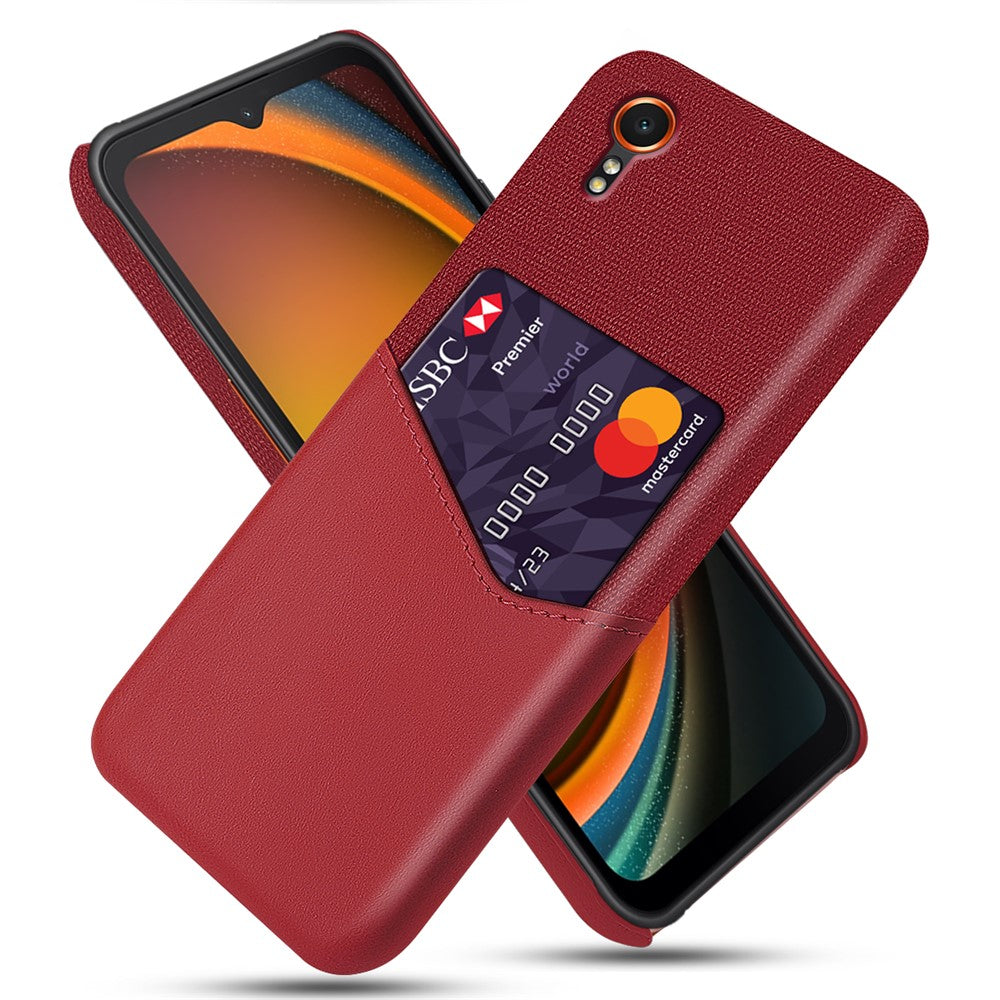 For Samsung Galaxy Xcover7 Case PU Leather+PC Cloth Texture Back Phone Cover with Card Slot