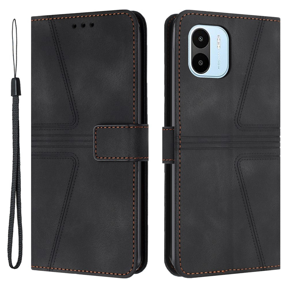For Xiaomi Redmi A1 4G / A2 4G Case Triangle Imprinted Wallet Card Slots Phone Leather Cover
