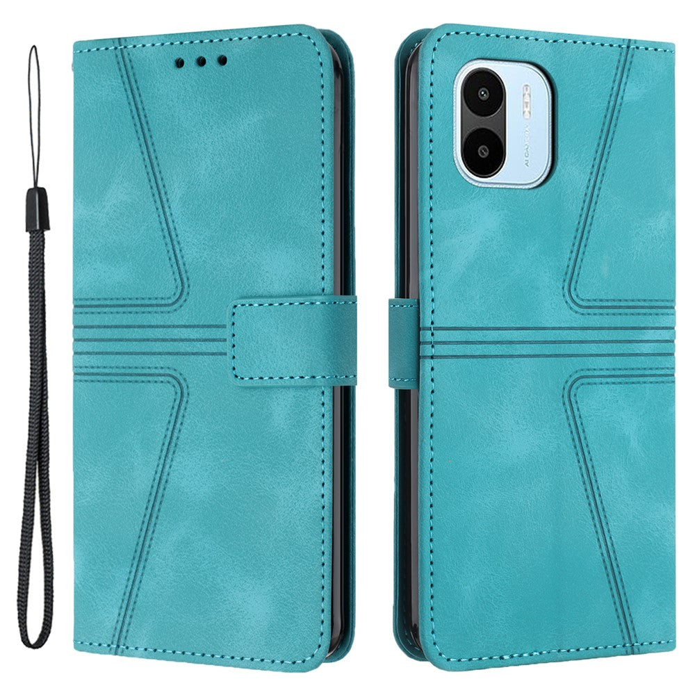 For Xiaomi Redmi A1 4G / A2 4G Case Triangle Imprinted Wallet Card Slots Phone Leather Cover