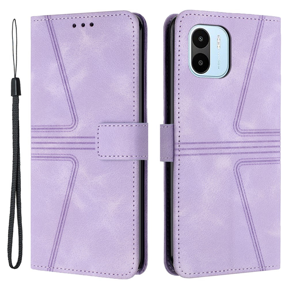 For Xiaomi Redmi A1 4G / A2 4G Case Triangle Imprinted Wallet Card Slots Phone Leather Cover