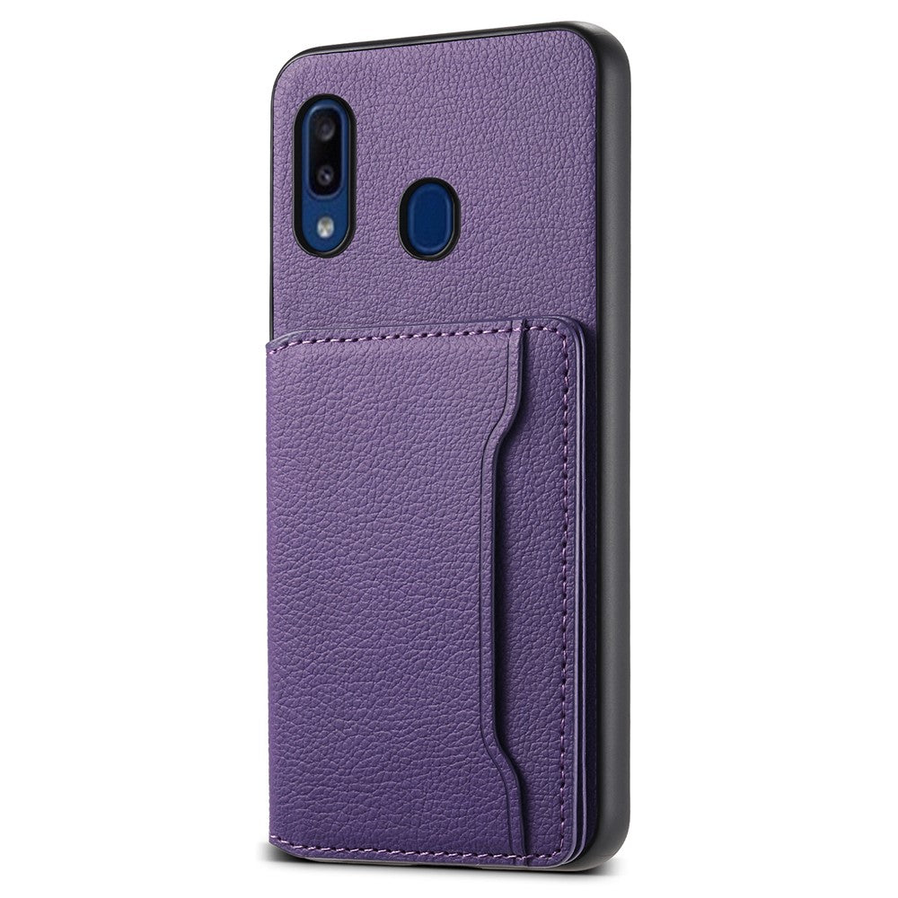 For Samsung Galaxy A20 / A30 Kickstand Case TPU+PC+PU Phone Cover with Card Slots