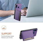 For Samsung Galaxy A20 / A30 Kickstand Case TPU+PC+PU Phone Cover with Card Slots