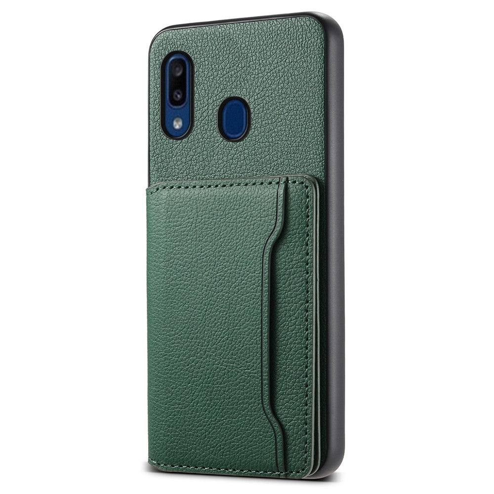 For Samsung Galaxy A20 / A30 Kickstand Case TPU+PC+PU Phone Cover with Card Slots